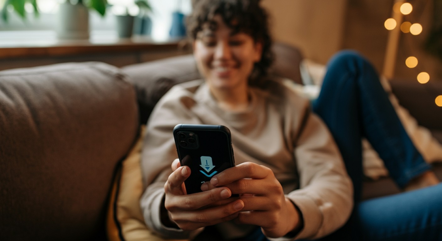 Person interacting with iPhone